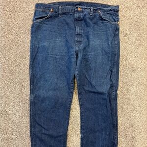 Wrangler Jeans 44x32 Blue Dark VTG 70s Cowboy Cut 13MWZ USA Made Western Scovill